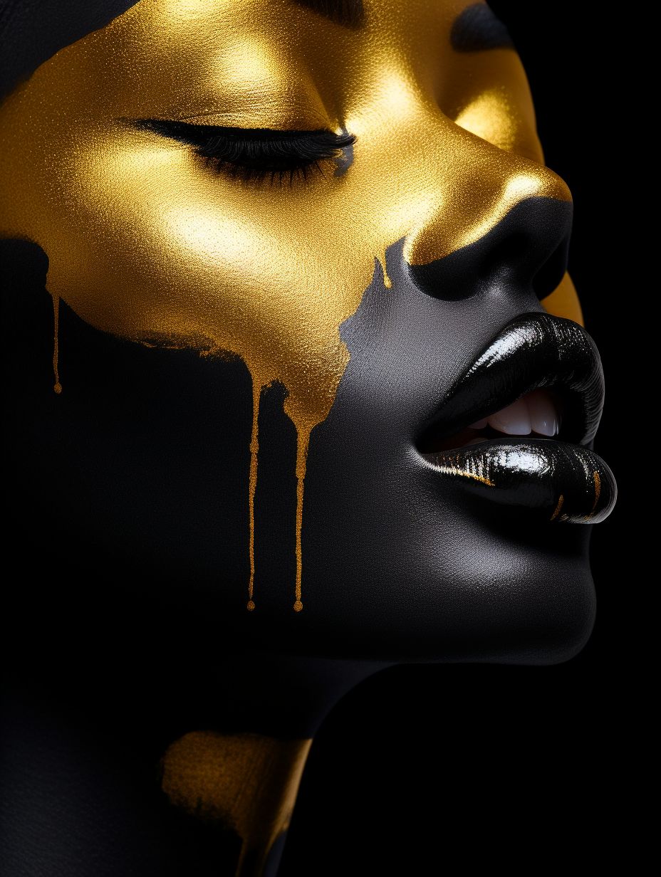 Luxury Woman With Gold Paint Wall Art.