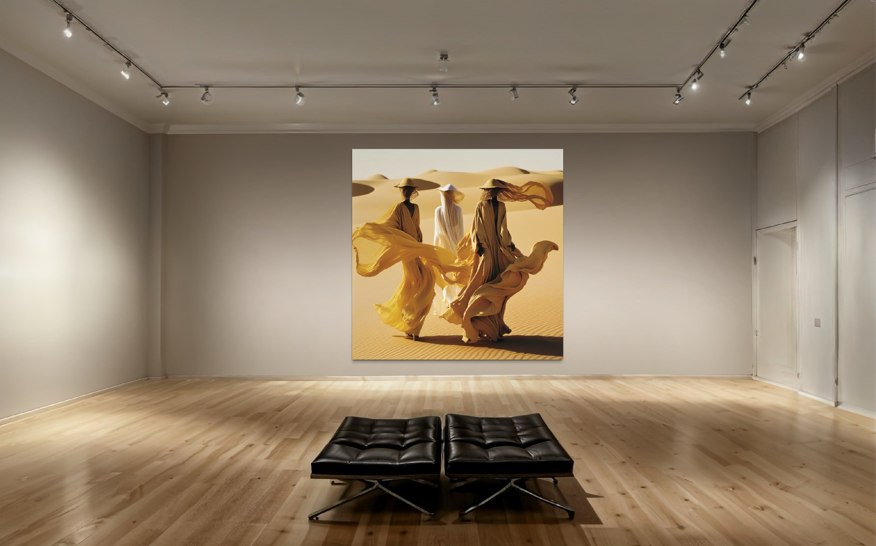 Sahara Desert woman Scape Canvas Framed
