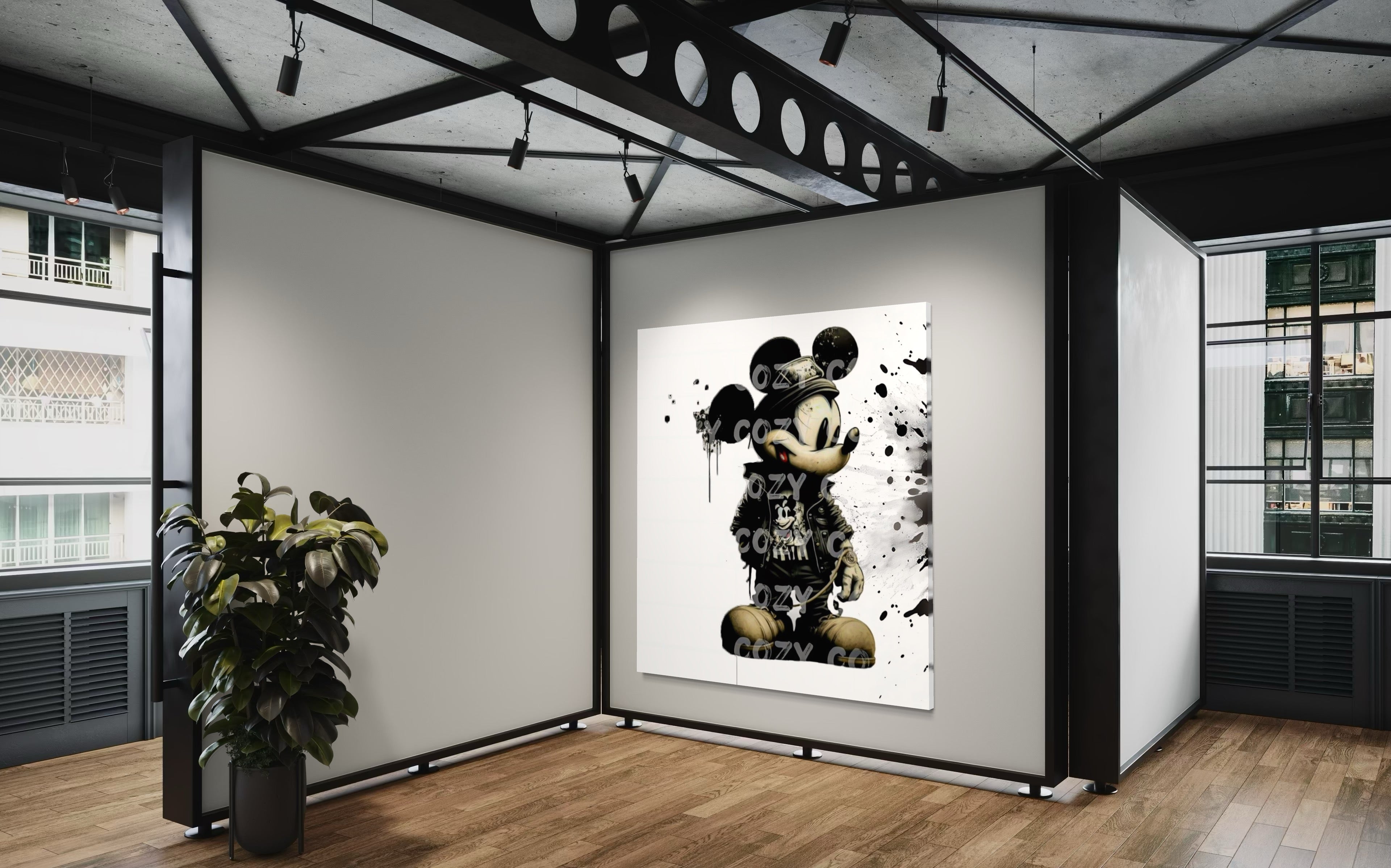 Mickey e Splash of color, Cartoon Characters Canvas