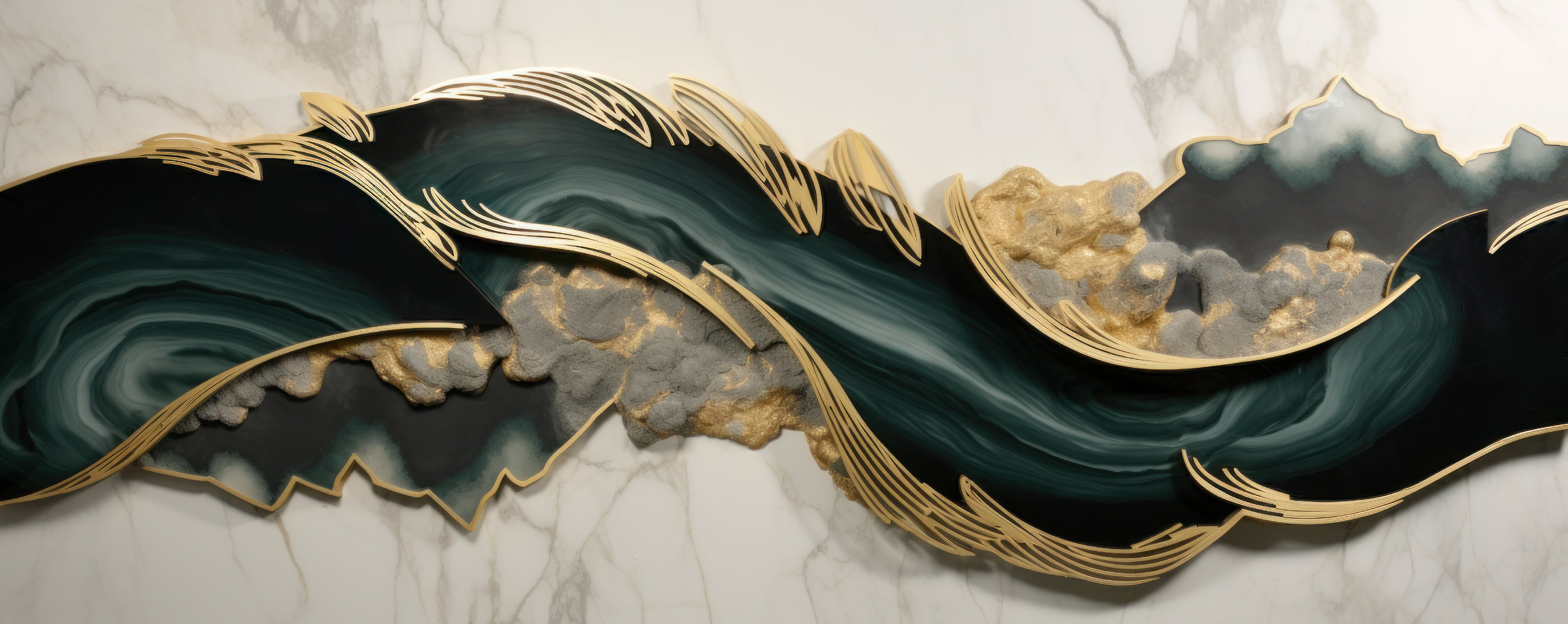 3D Tropical Leaves Marble