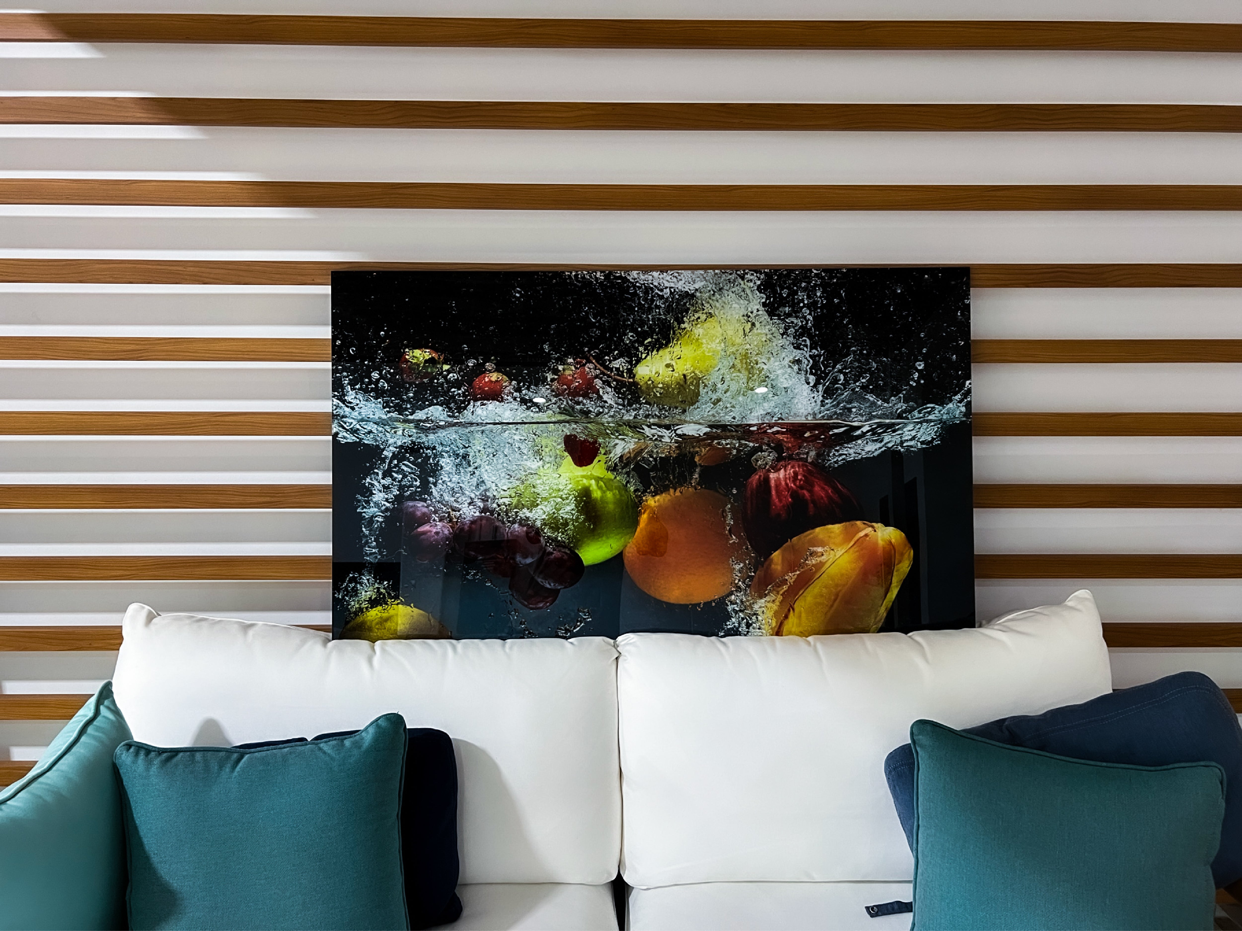 Splashing fruit on water