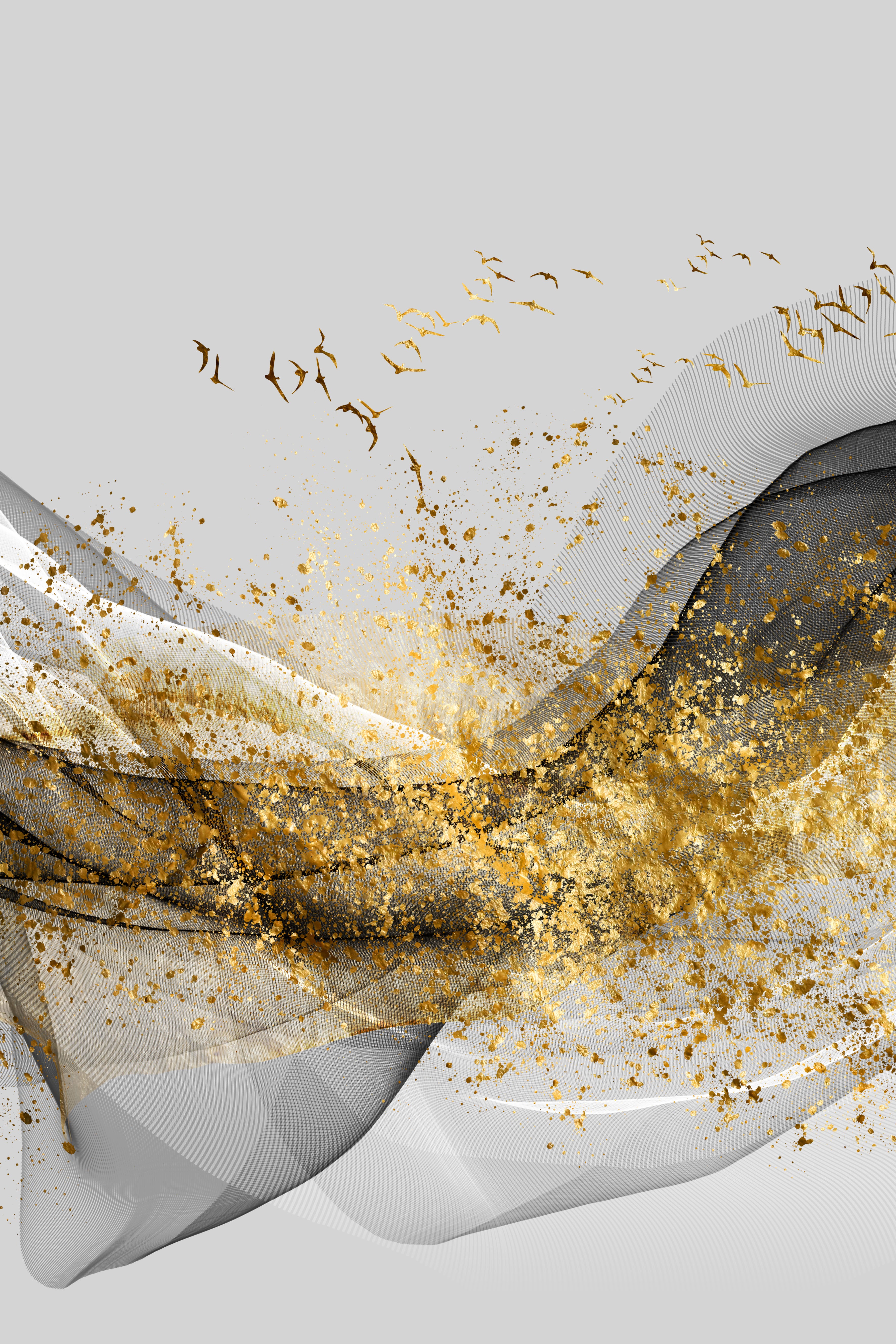 Gold Birds Abstract