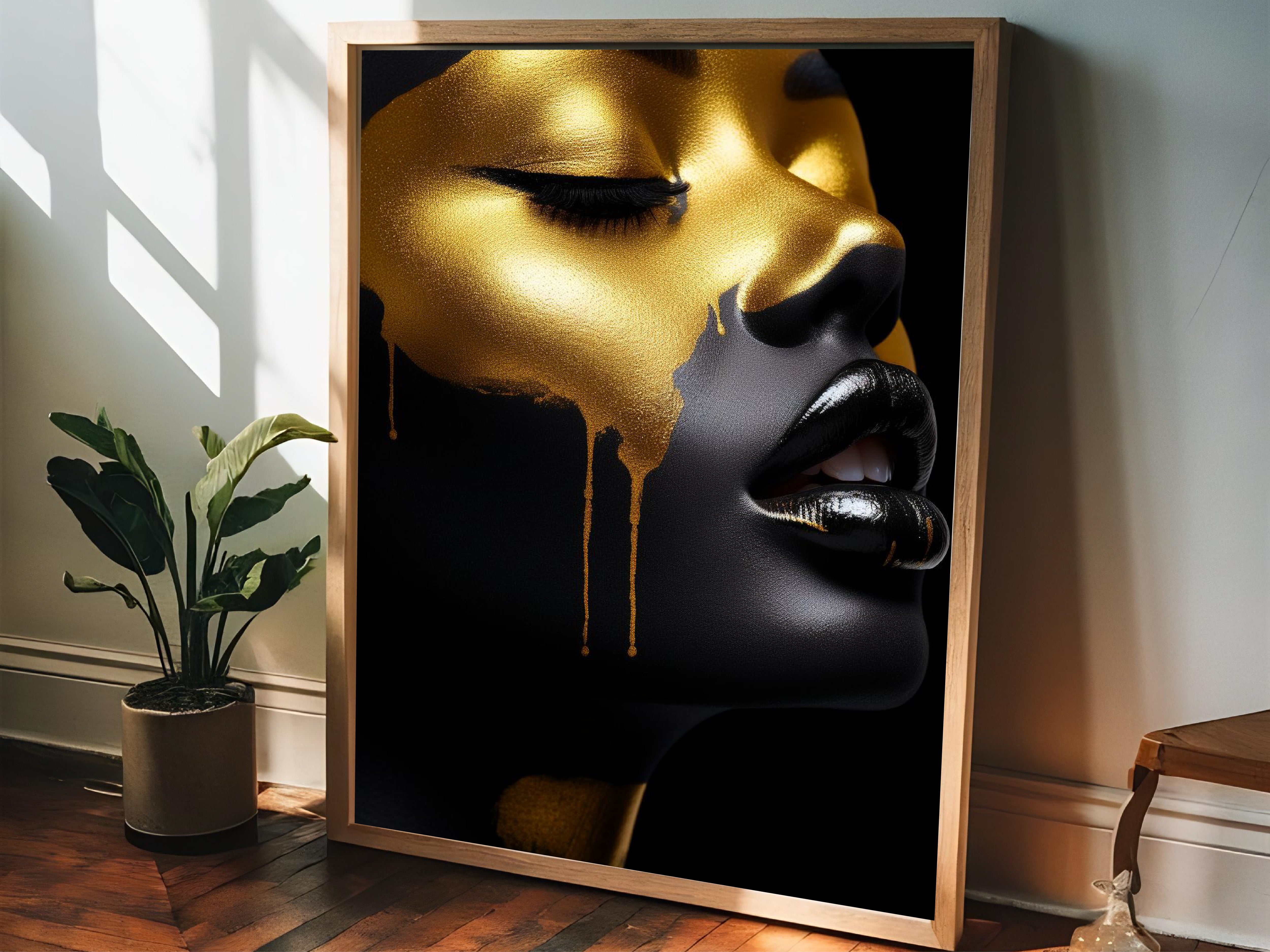 Luxury Woman With Gold Paint Wall Art.