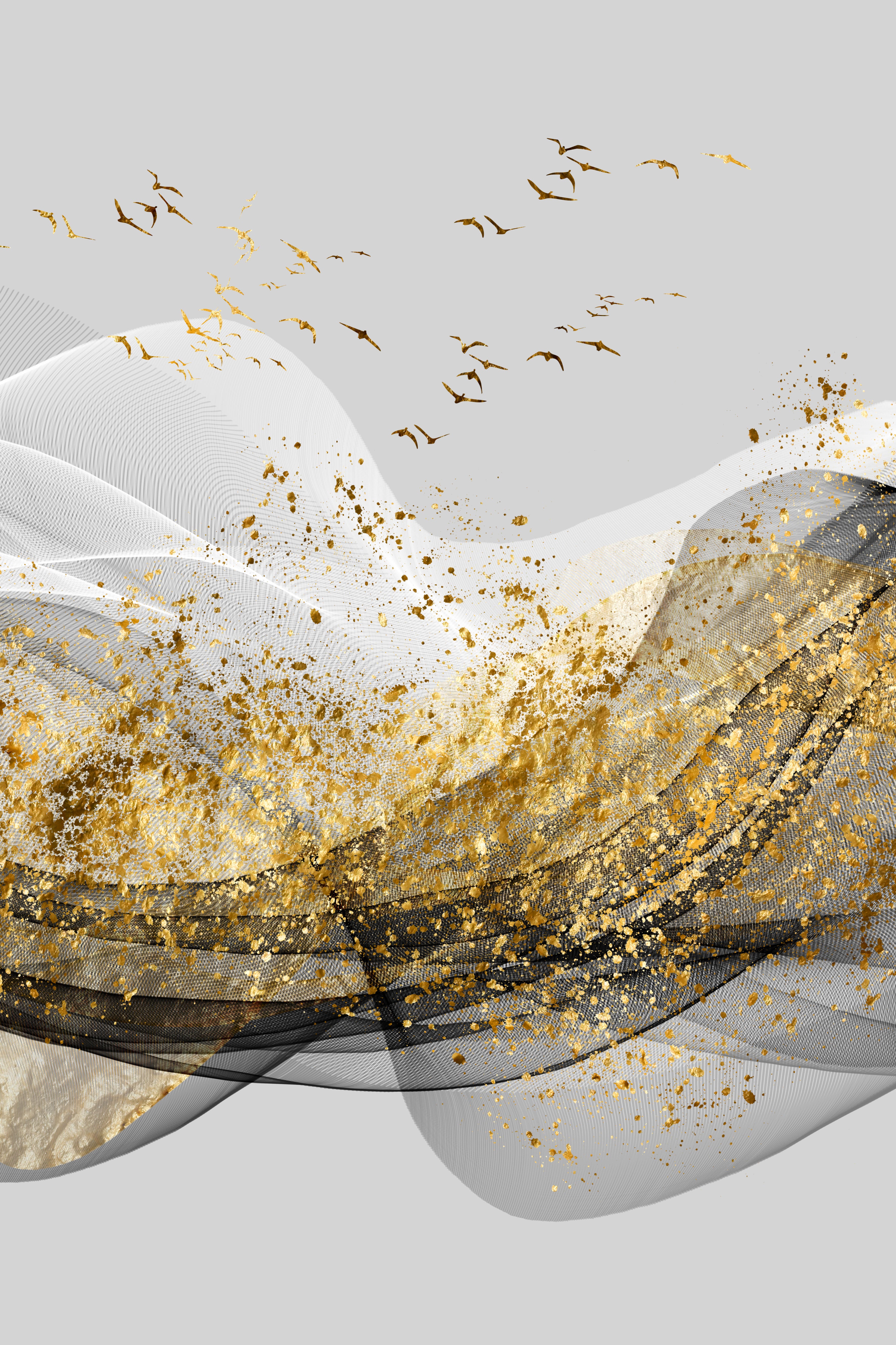 Gold Birds Abstract