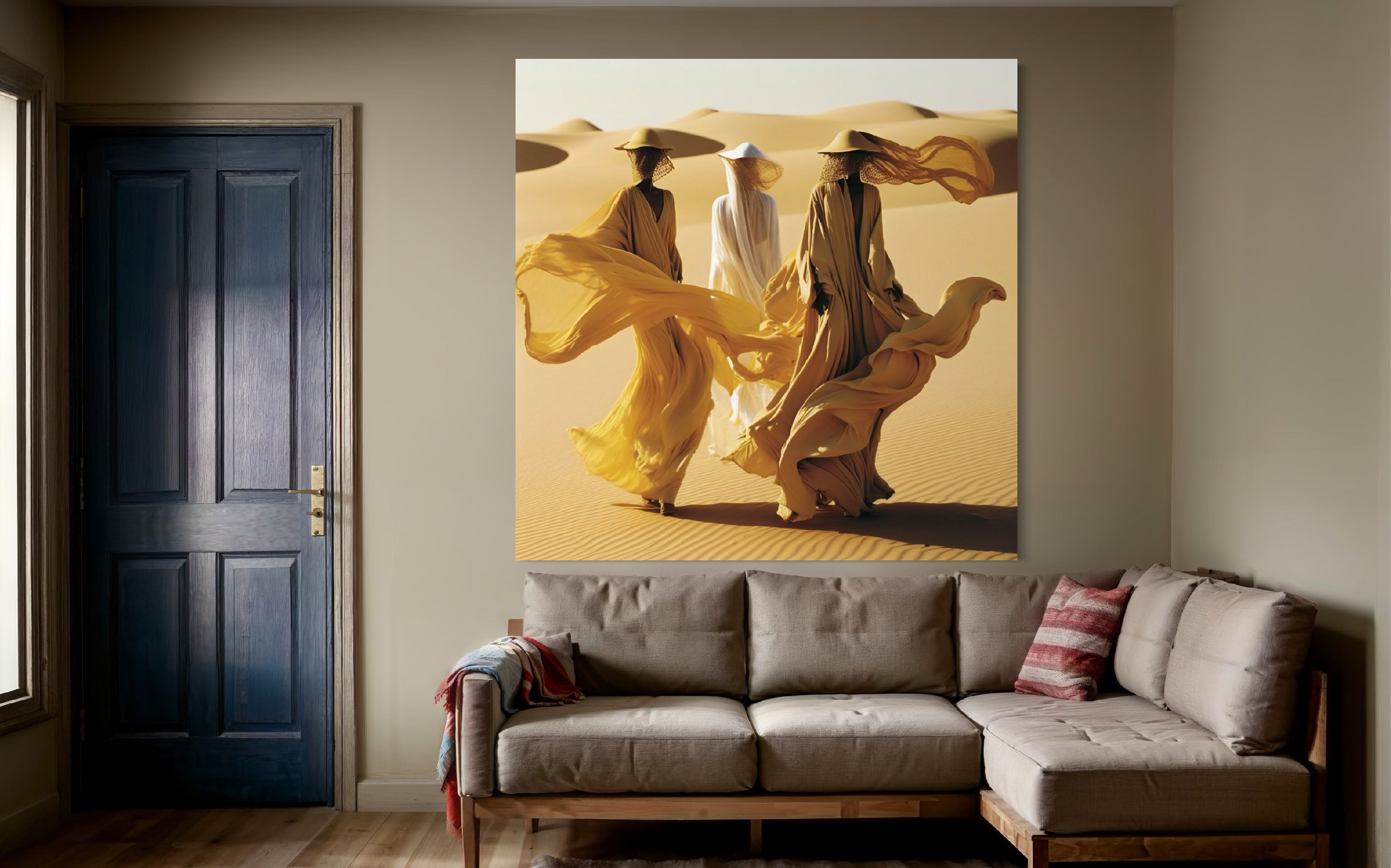 Sahara Desert woman Scape Canvas Framed