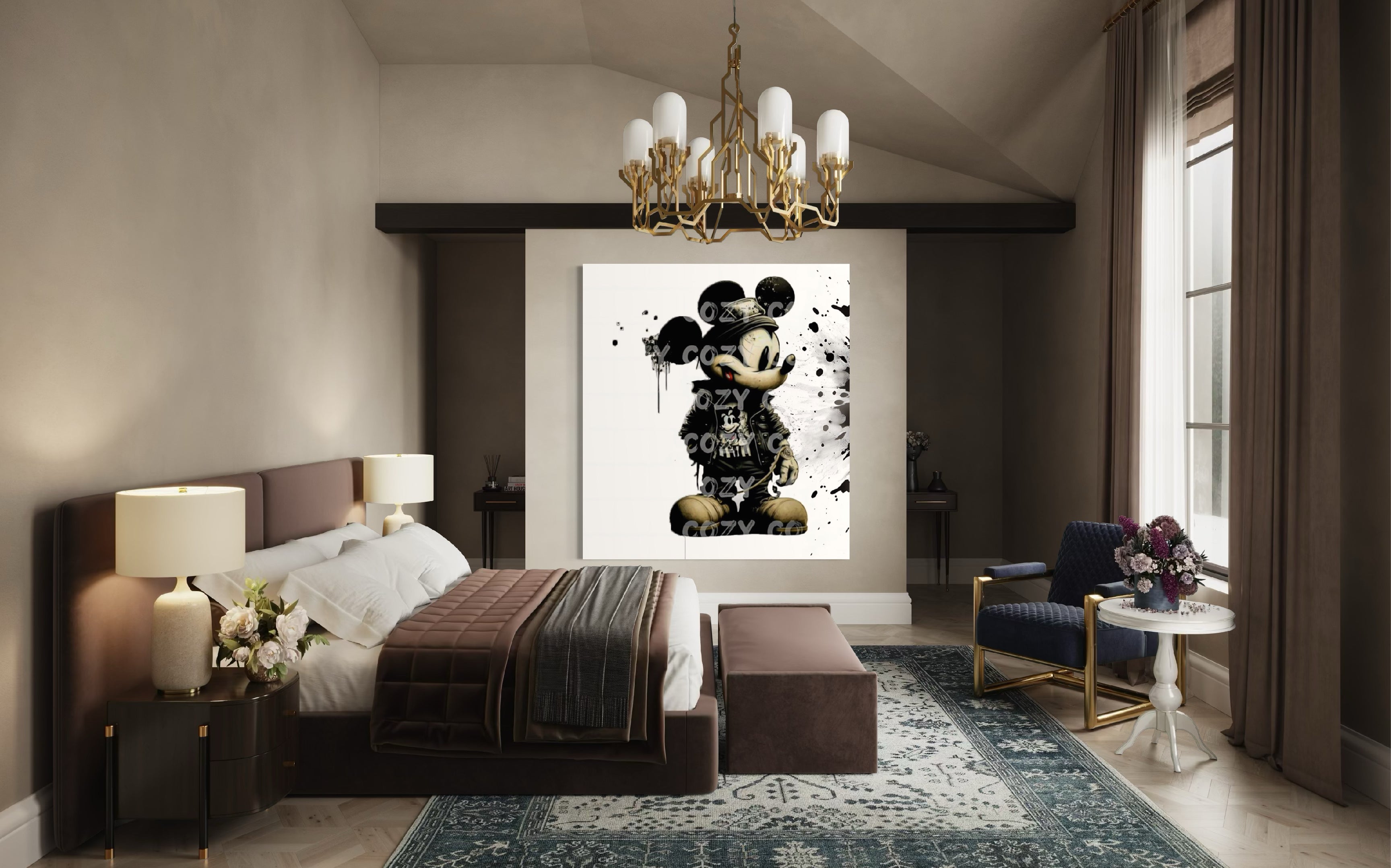 Mickey e Splash of color, Cartoon Characters Canvas