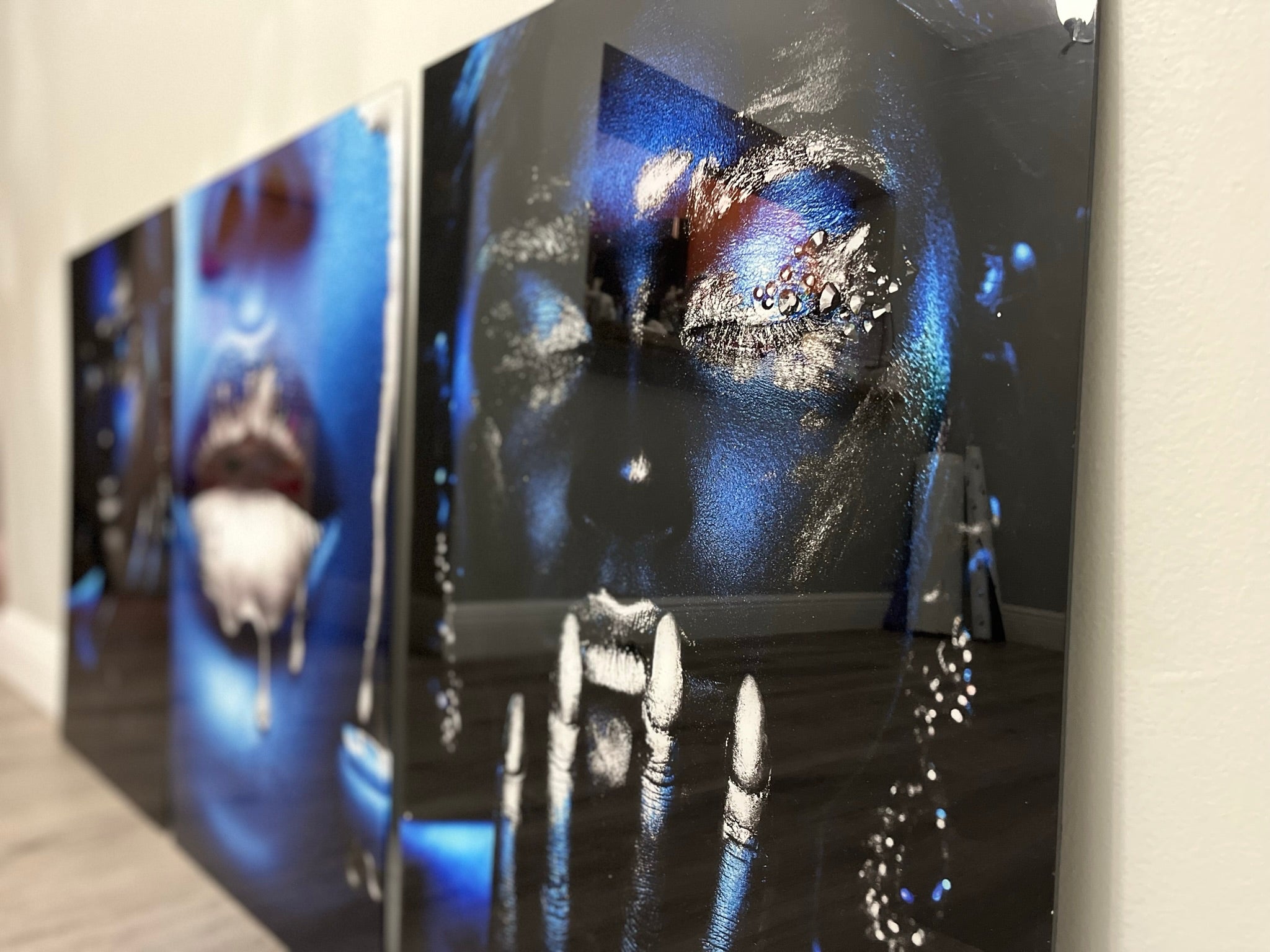 VELVET KISS Blue Woman Gold or Silver Accents Modern Wall Art