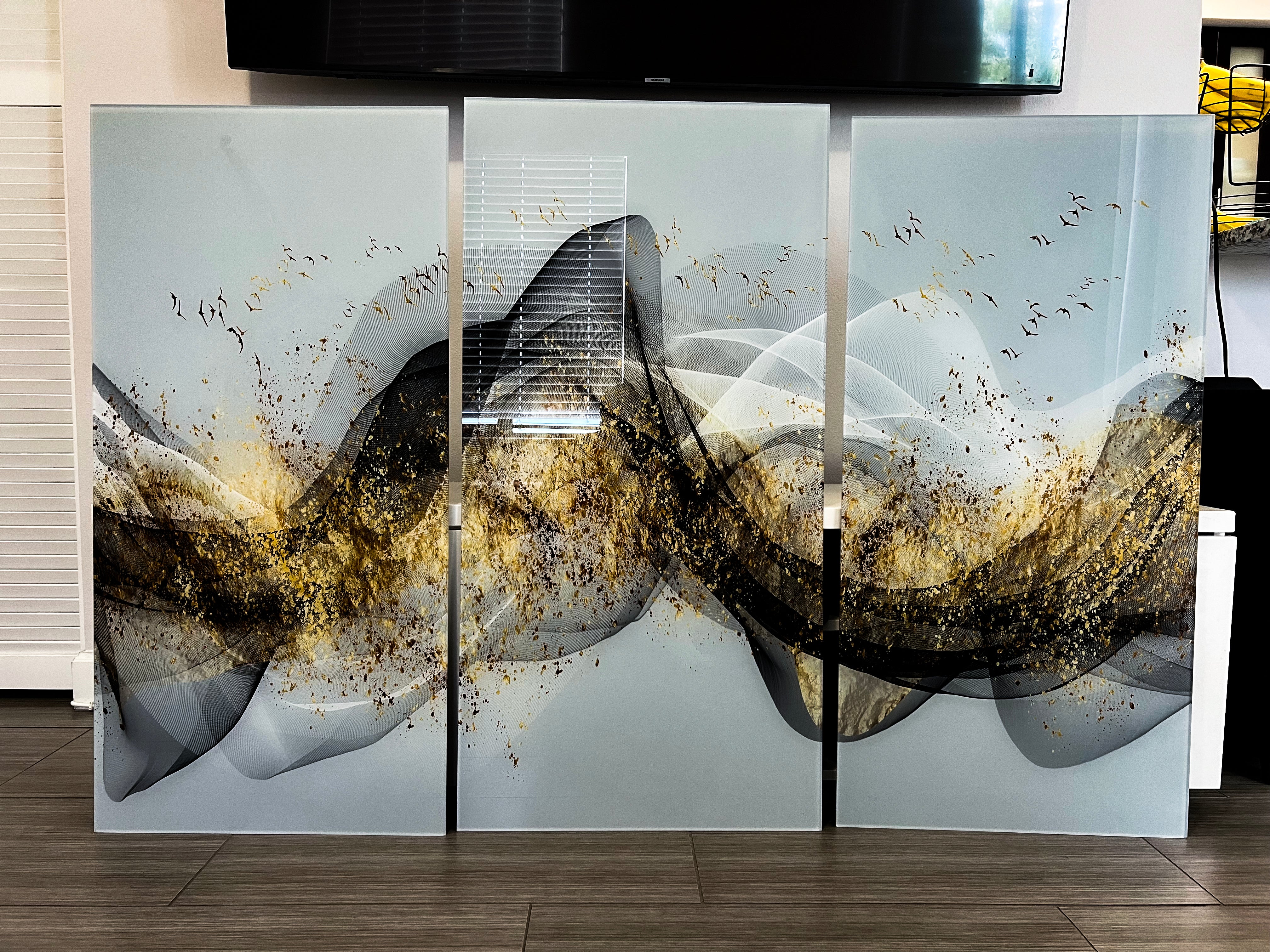 Gold Birds Abstract