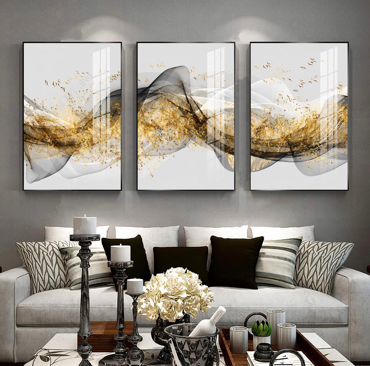 Gold Birds Abstract