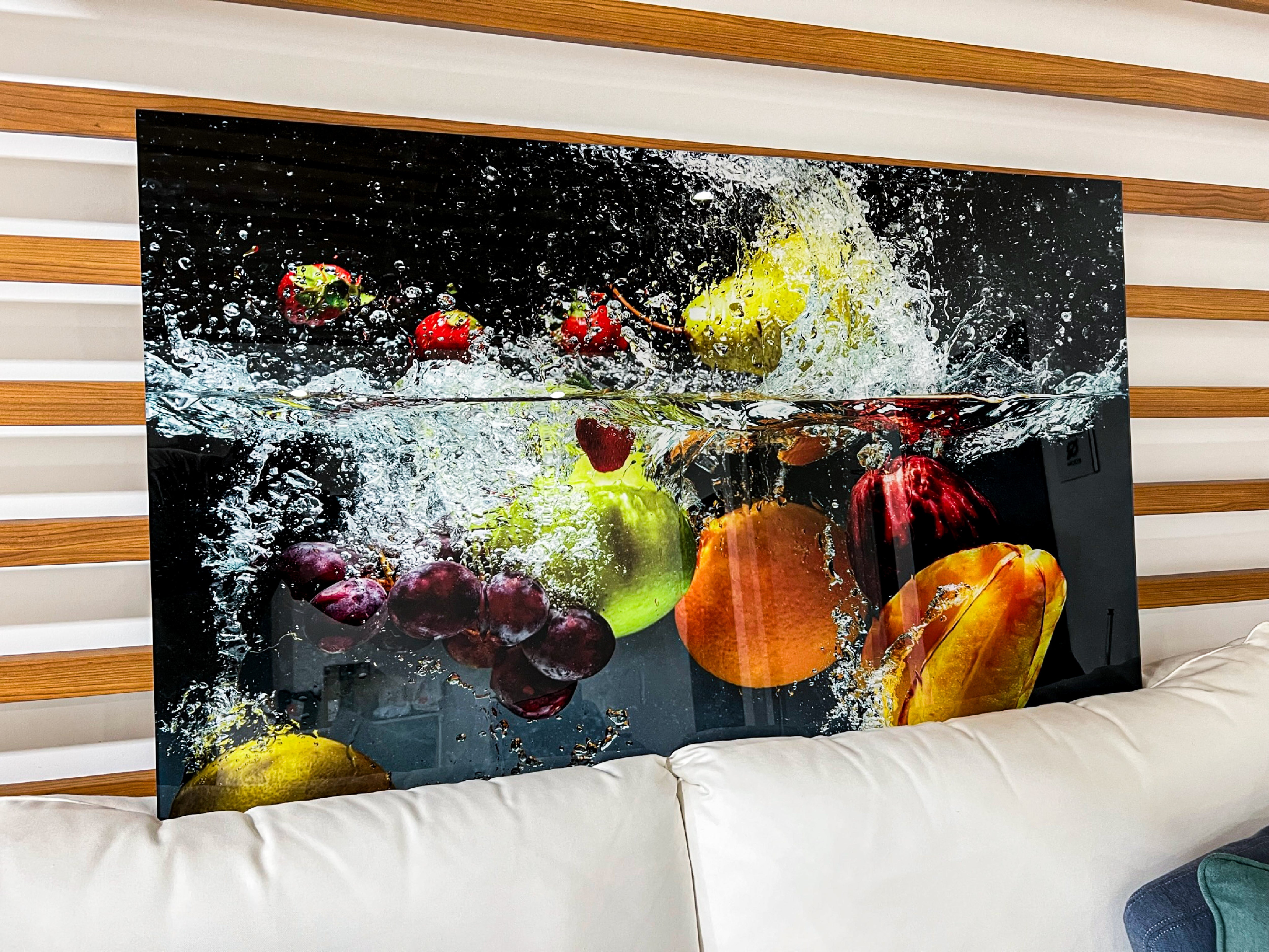 Splashing fruit on water