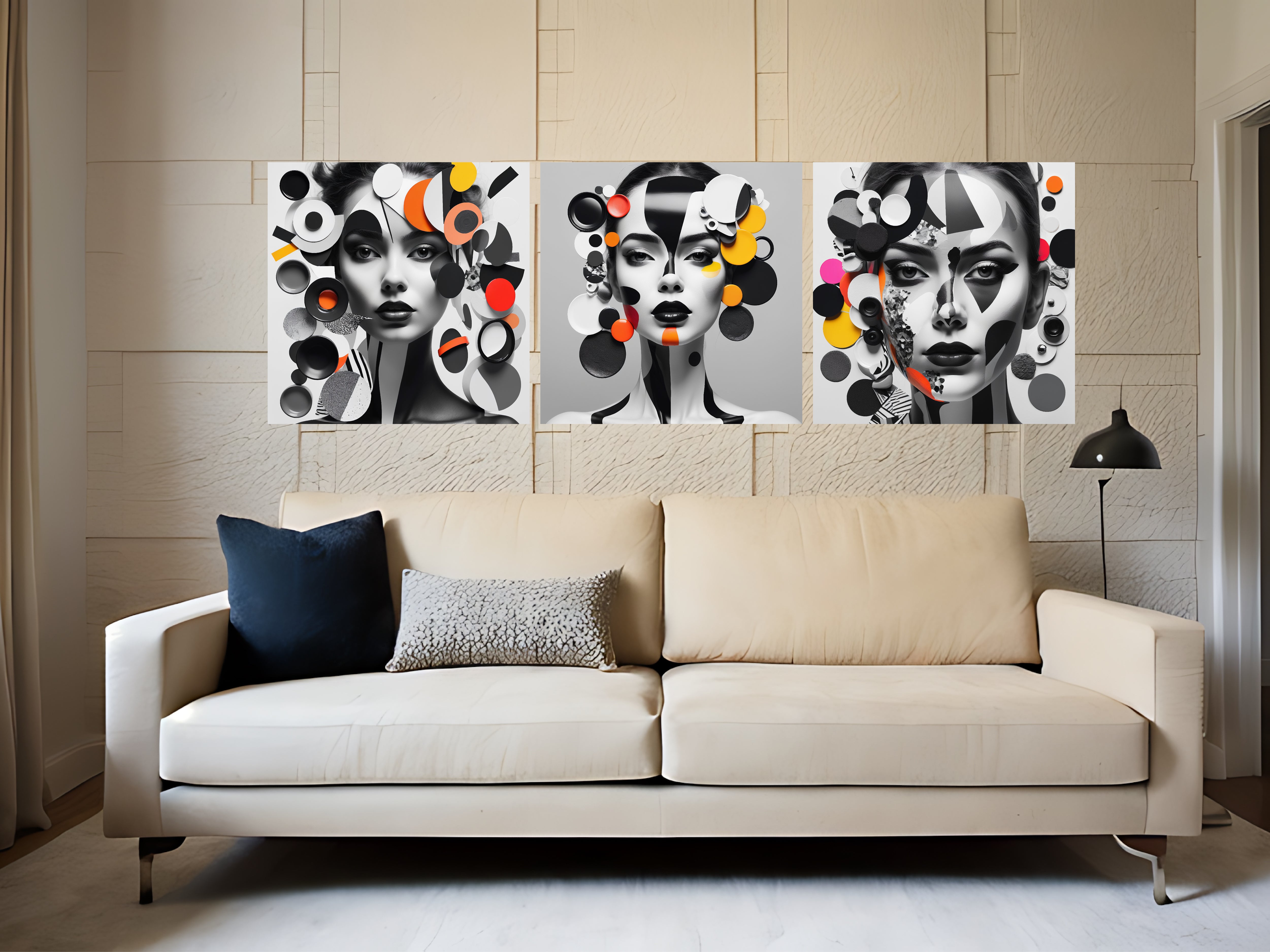 Wall Art Woman with colorful  Acrylic Frame