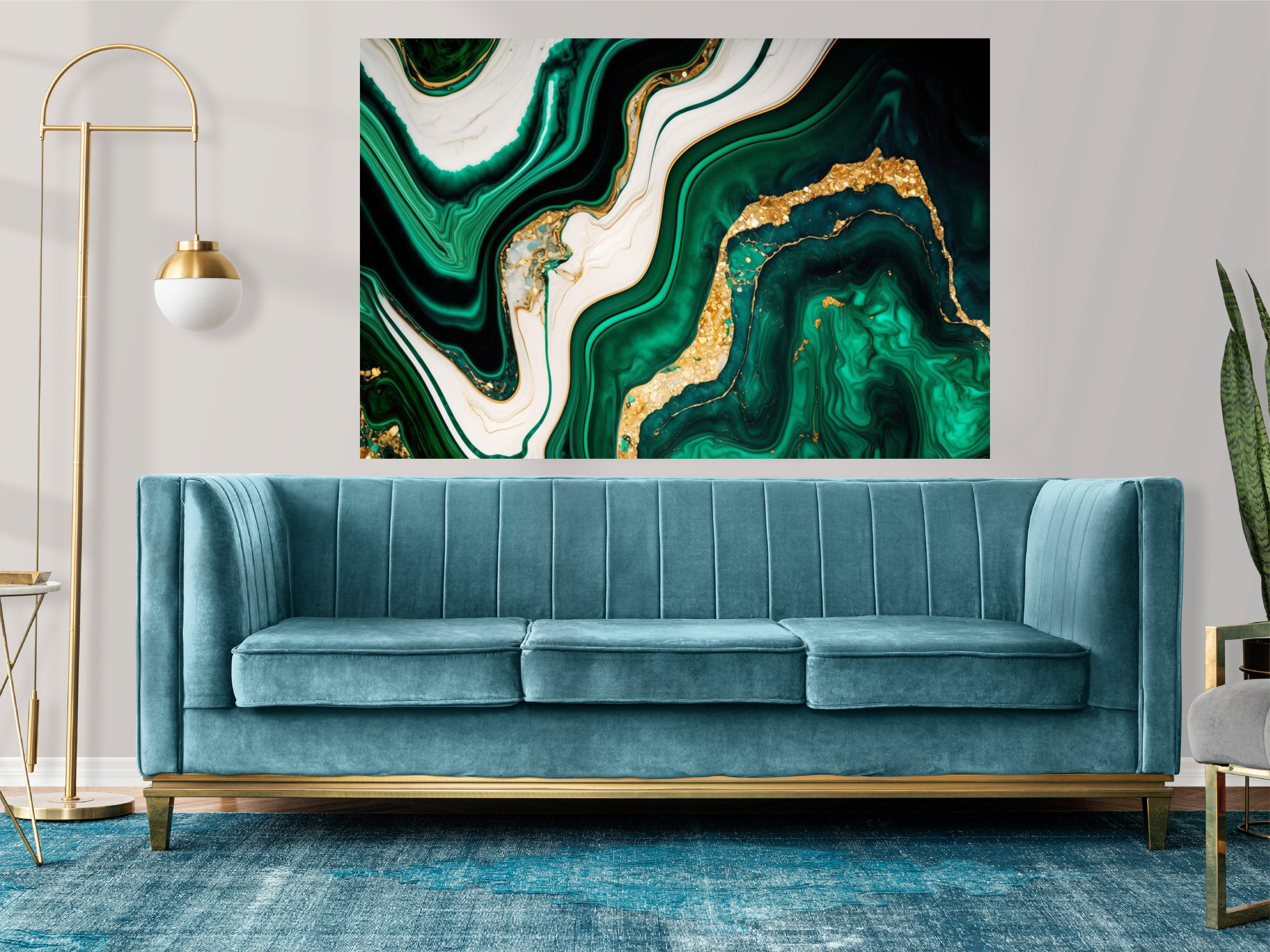 Abstract Texture White Emerald Gold Natura Acrylic Frame
