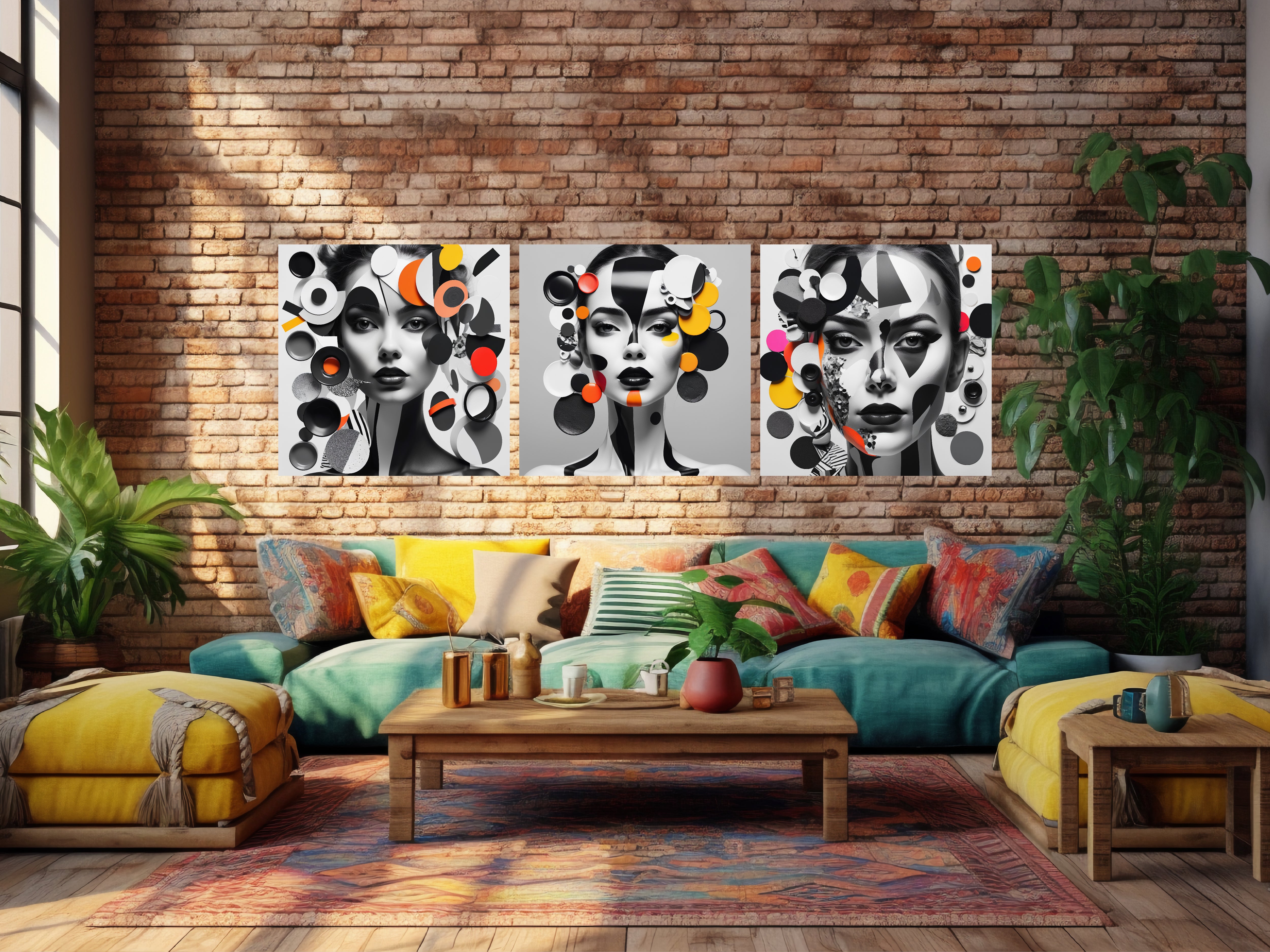 Wall Art Woman with colorful  Acrylic Frame